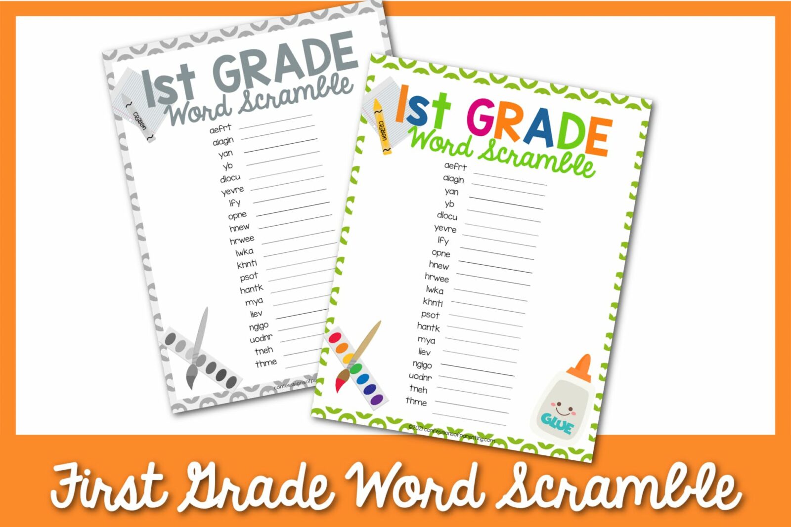 first grade word scramble 1 1