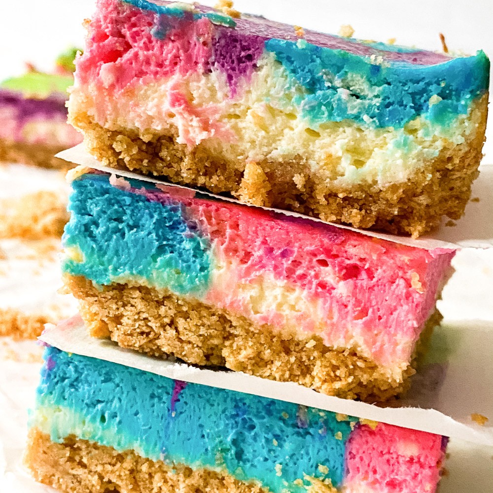 Rainbow Unicorn Cheesecake Bars – Confessions of Parenting