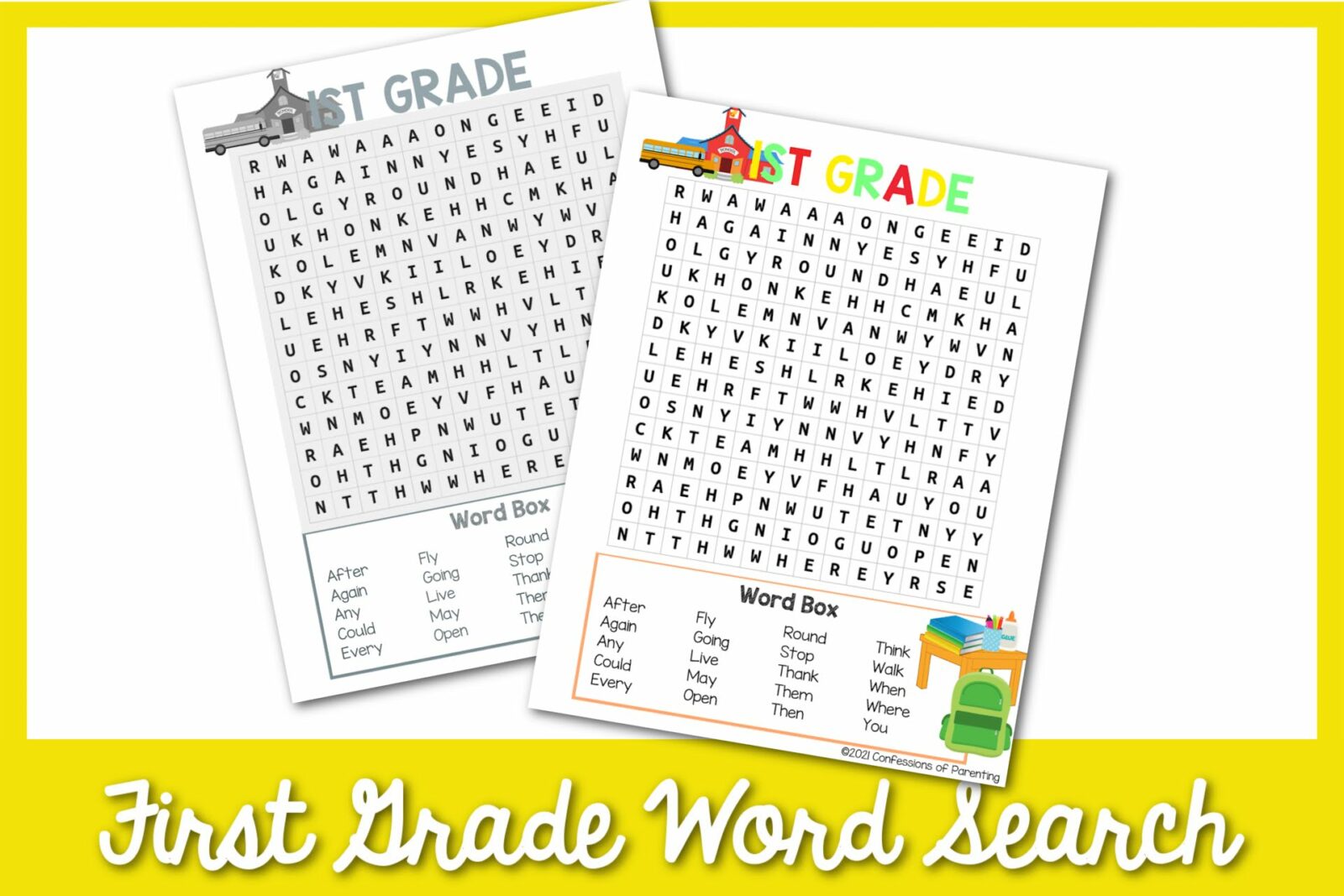 first grade word search 5 1
