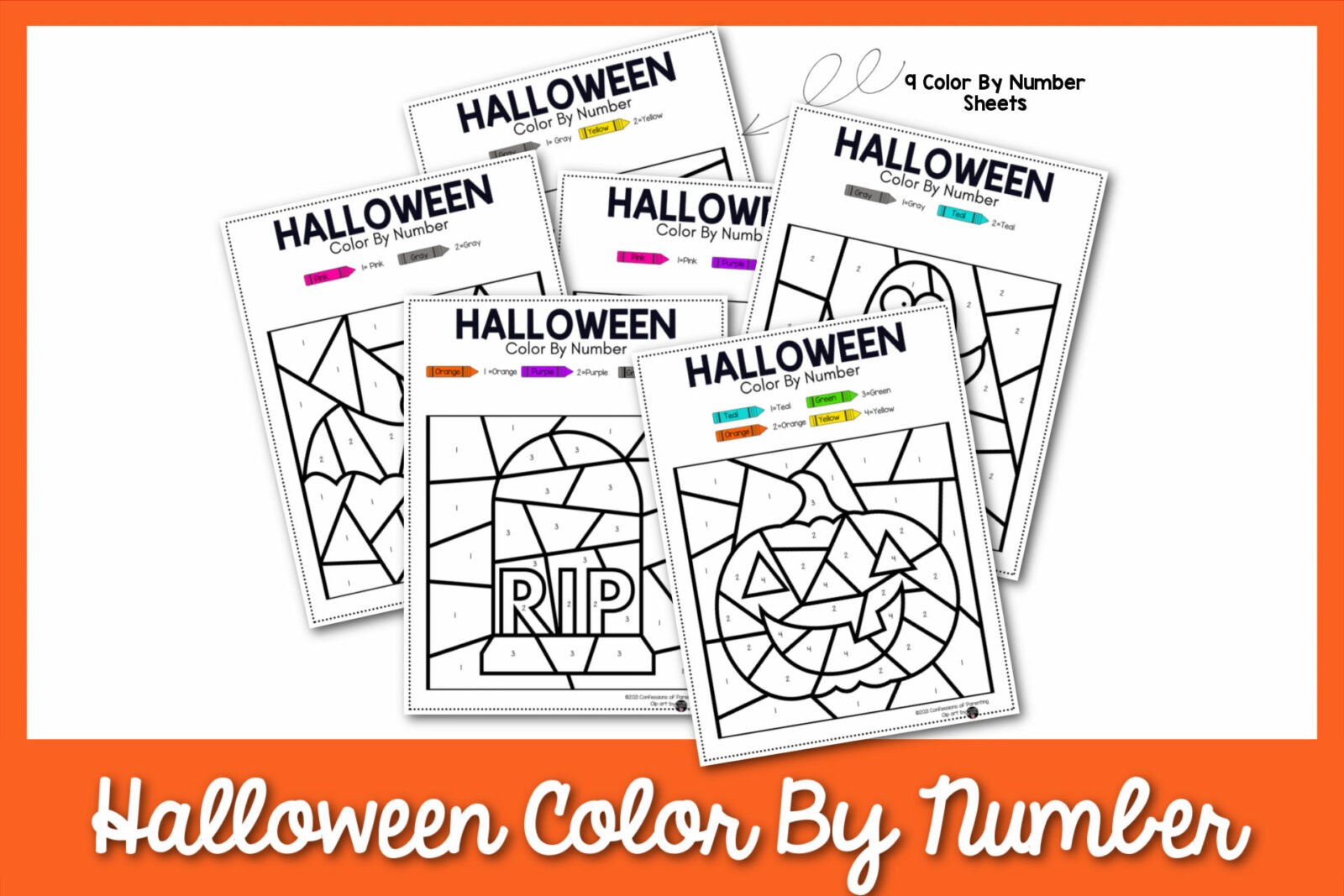 halloween color by number