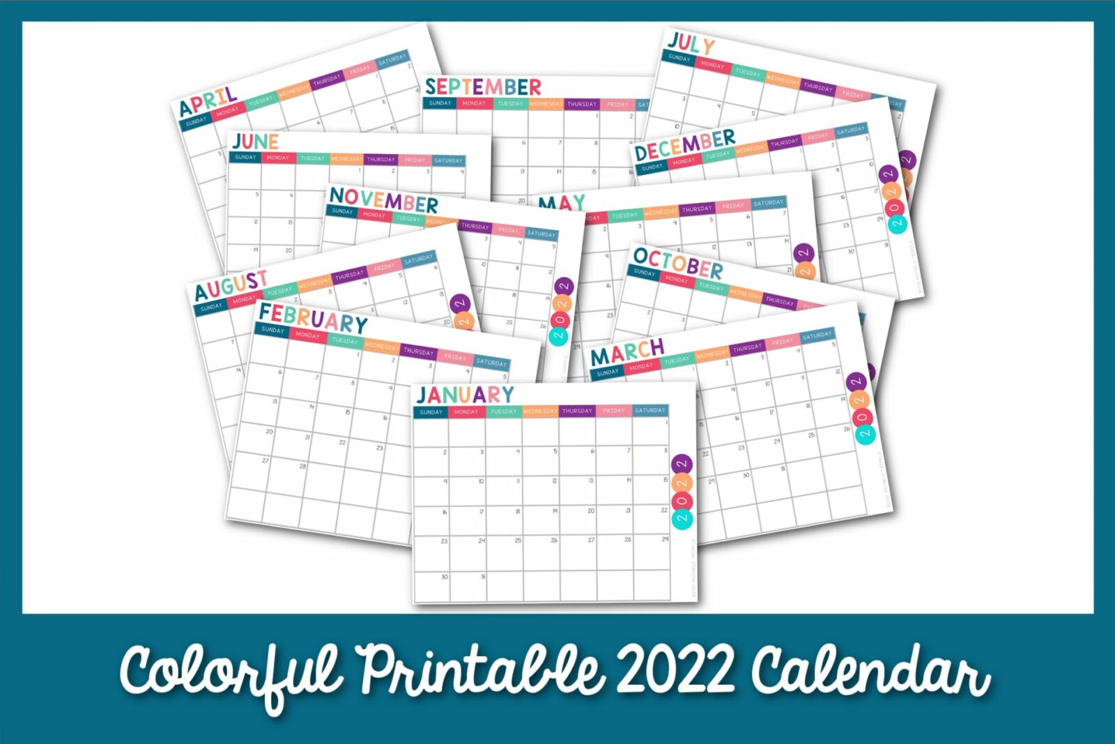 colorful 2022 calendar