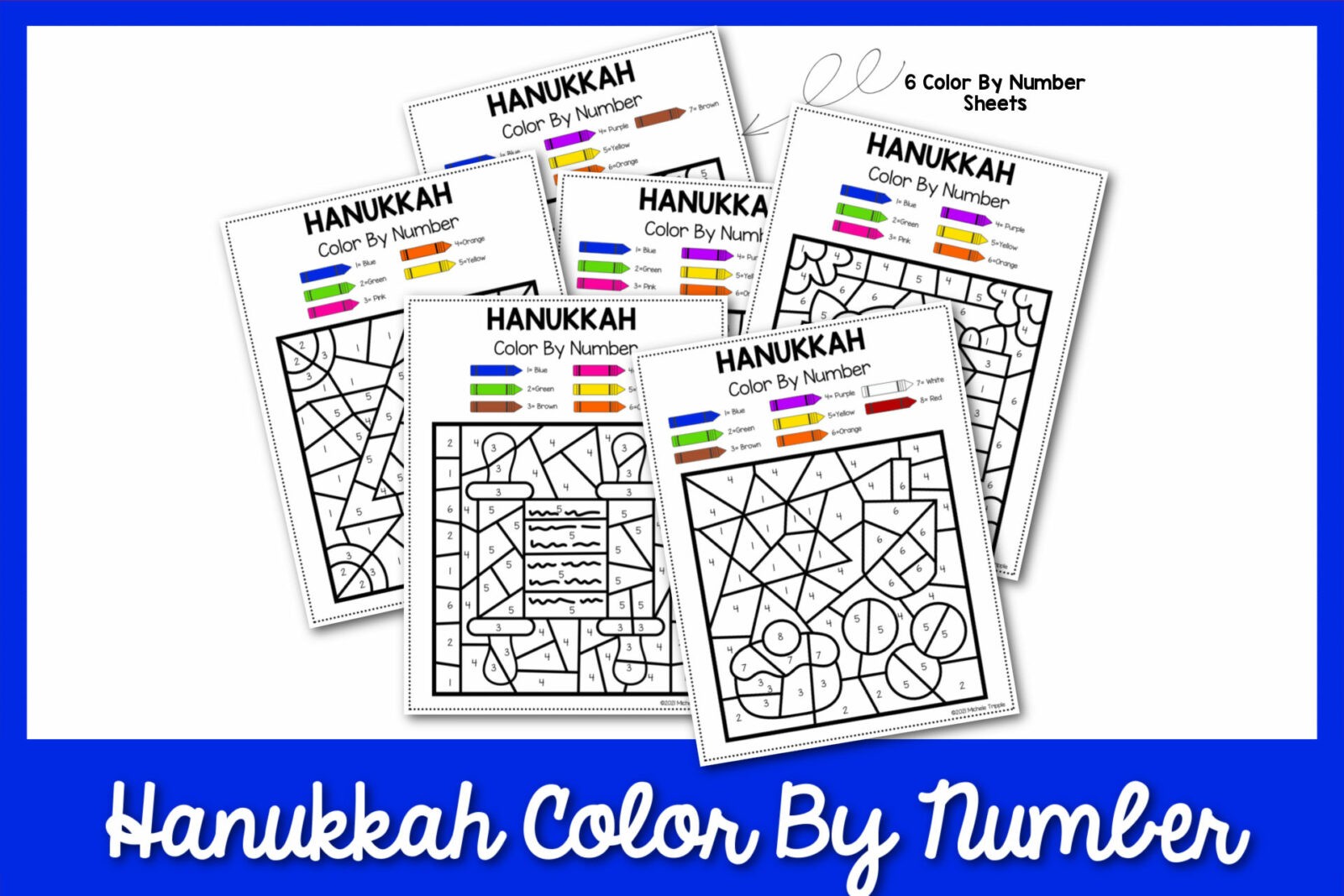 hanukkah color by number