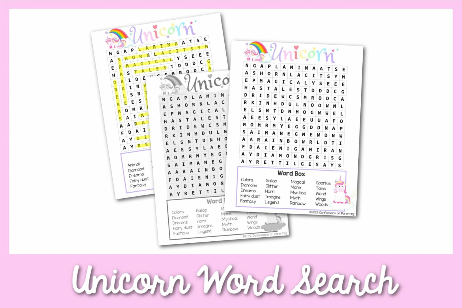 unicorn word search